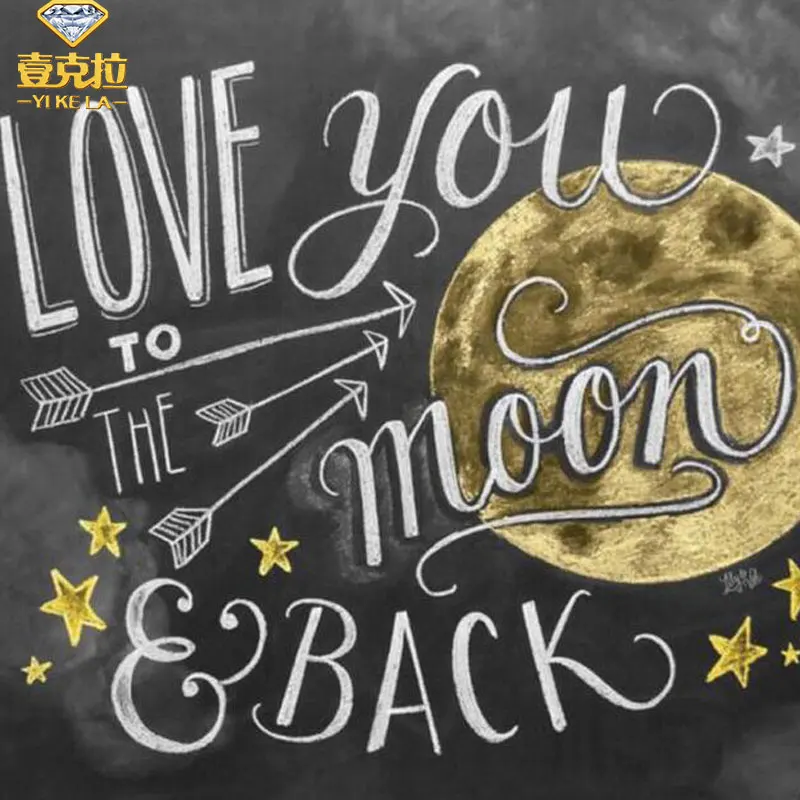 

YIKELA 5D DIY Diamond Painting Landscape Full Square Moon text Picture Of Rhinestone Diamond Embroidery Home Decor