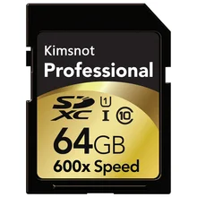 Kimsnot профессиональная SDXC карта 64 Гб 128 ГБ 256 ГБ 16 ГБ 32 ГБ SDHC SD карта памяти C10 высокая скорость 90 МБ/с./с 600x для Nikon Canon