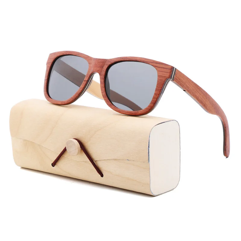 Бразилия дерево груши и буковая древесина ламинированные солнечные очки поляризованные солнцезащитные очки для женщин Деревянные бамбуковые UV400 солнцезащитные очки - Цвет линз: Gray  Wooden Box