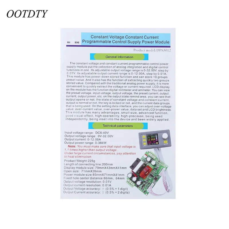 DPS3012 напряжение тока программируемый постоянный понижающий модуль питания понижающий преобразователь напряжения ЖК-вольтметр 32 В 12А