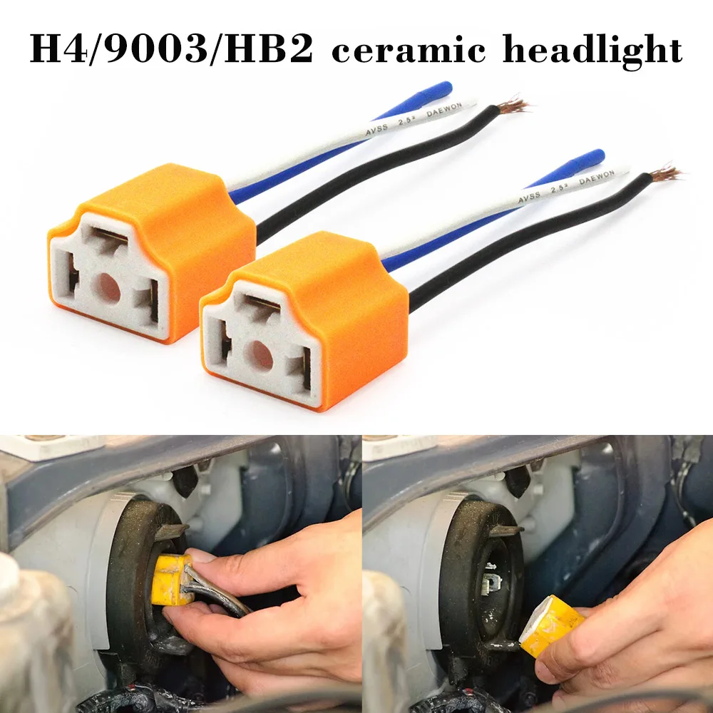 

2pcs H4/9003/HB2 Ceramics led bulb holder for car headlight fog lamp h4 pigtail plug harness for led headlight connector holder