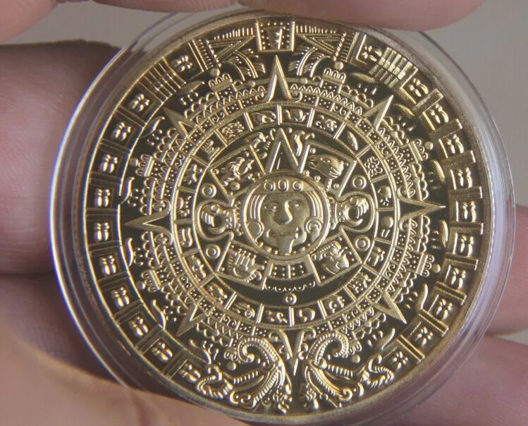 40 мм maya сувенир ацтеков монета 2012 медаль позолоченный