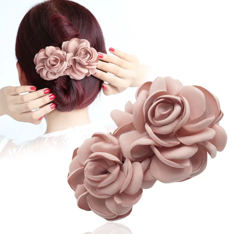 

Korean Ladies Peony Flowers Side Clip Headdress Solid Fabric Floral Barrettes Women Hair Bows Girls Accesorios Hairgrips Jewelry