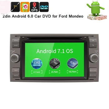 

7" in dash 2 din Android 7.1 Car DVD Player Car GPS stereo OBD2 for Ford C-Max Fiesta Fusion Kuga Mondeo Focus with radio