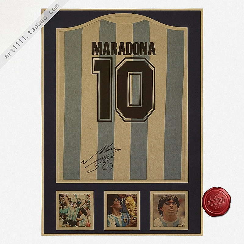 

Maradona 10 Vintage Football Poster Home Decoration Detailed Antique Poster Wall Chart Retro Matte Kraft Paper Wall Sticker
