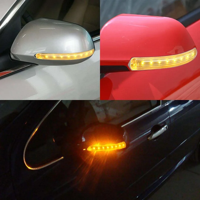 

2PCS/pair Car Turn Signal Light Auto Rearview Mirror Indicator Lamp Soft Flashing FPC Universal Yellow 9 SMD Amber Light Source