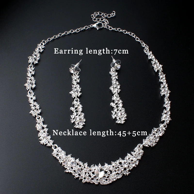 jiayijiaduo Classic Crystal Wedding Jewelry Set Silver Color Necklace Earrings for Women's Dresses Banquet Dating Jewelry