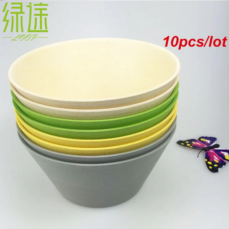 

10PCS China Natural Bamboo The Kitchen White Tableware Set Reusable Dishes and Plate Soup Fruit Bowl Salad Bowls