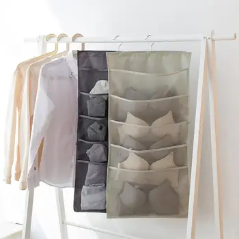 

Adeeing Fashion Simple See-through Grids Wardrobe Hanging Bag Bra Underwear Scoks Double-sided Storage Bag Organizer