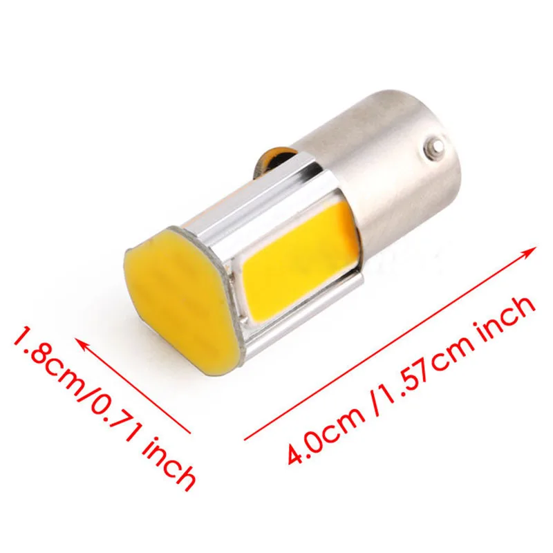 2pcs/set 12V 1156 4 COB LED Car Turn Signal Rear Light Lamp Bulb Amber Yellow