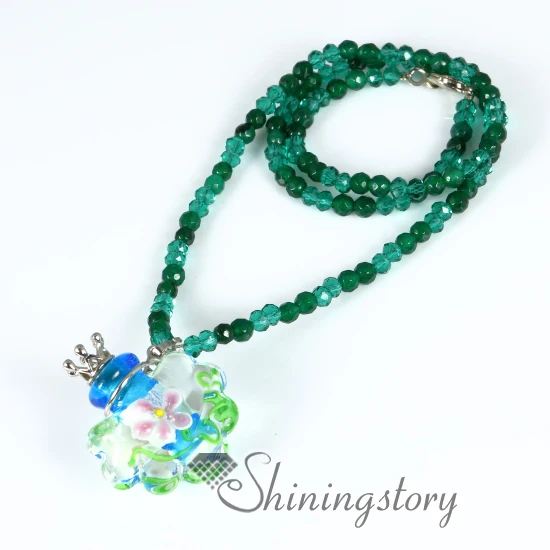 

flower foil essential oil necklace diffusers lampwork glass aroma necklace essential oil diffuser necklaces wholesale