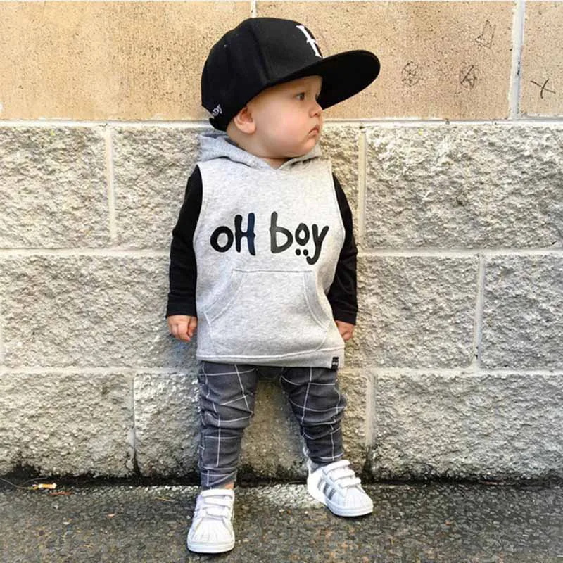 Newborn Kids Baby Boys Clothing Outfits 2pcs Spring Tops+Pants Baby Boy