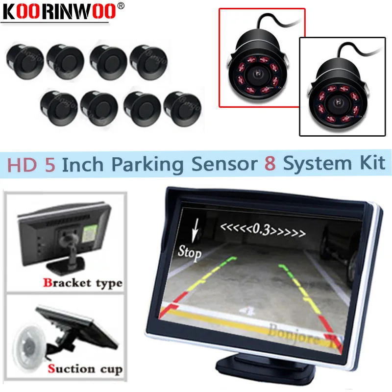 Koorinwoo Parktonic Vehicle Monitor Mirror Video System 22MM Car Parking Sensors 8 Probe Rear