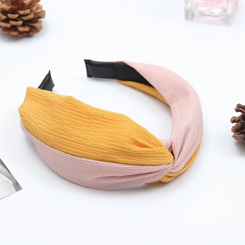 Летняя тканевая повязка для волос для женщин, аксессуары для волос с милым цветочным принтом, повязка на голову с узлом для девушек, повязка на голову в богемном стиле - Цвет: 3 pink yellow