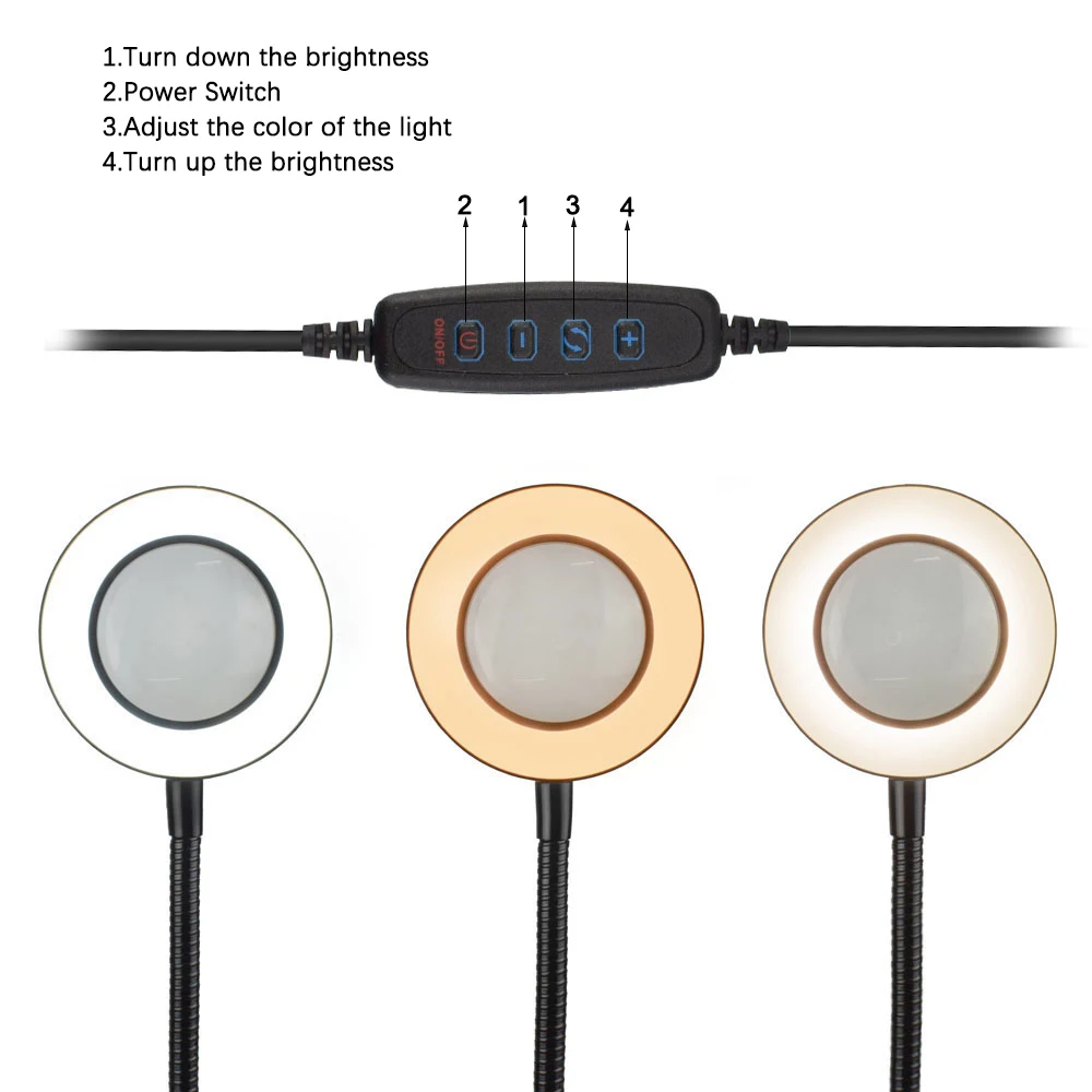 NEWACALOX Soldering Iron Holder USB LED Lights 3X Magnifying Glass 6 pcs Flexible Arms Soldering Station Third Hand Welding Tool