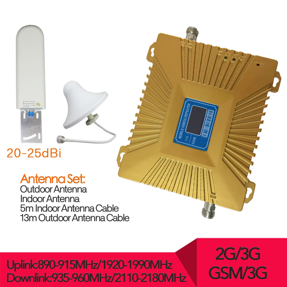 

LCD Display GSM 3G Repeater 900MHz UMTS 2100MHz Cell Phone Dual Band Booster GSM WCDMA Signal Repeaters 3G amplifier full set