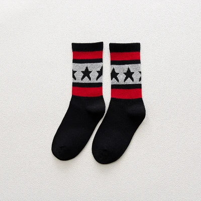 UNIKIWI. Шикарные женские носки в консервативном стиле носки для скейтборда в полоску со звездами. Хлопковые носки для HipHop Sox Meias.5 цветов - Цвет: as pic