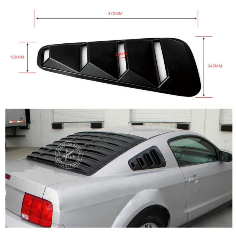 

Car Side Window Louvers Scoop Cover Vent Suitable for 05-14 Ford Mustang side window panel black