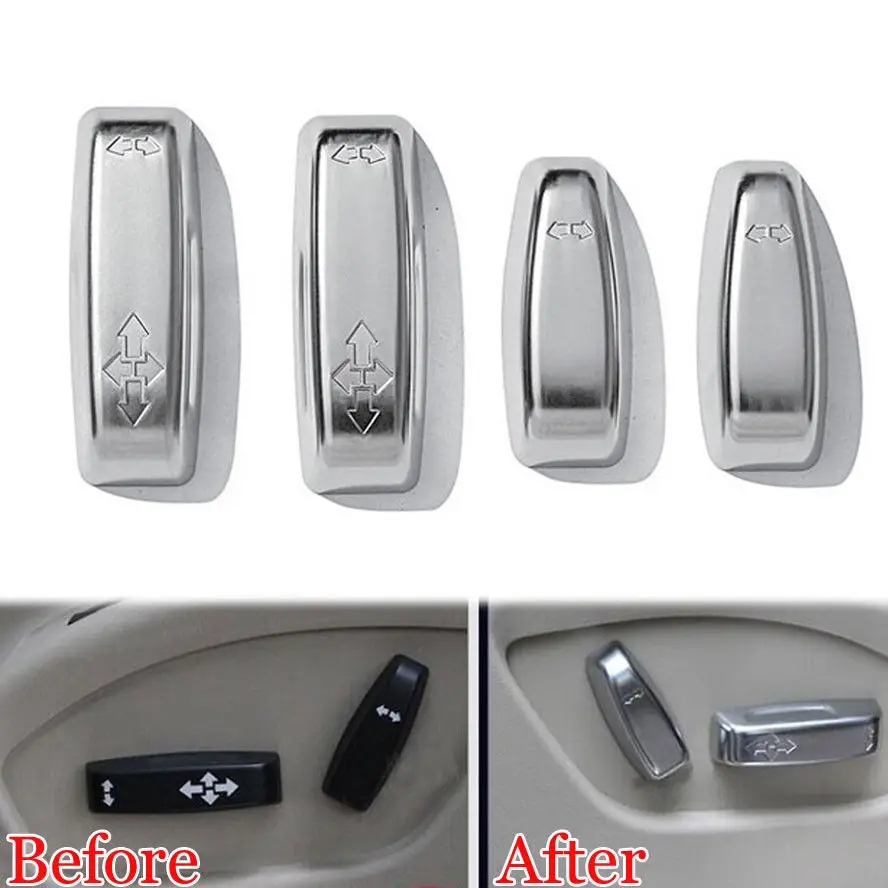 

BBQ@FUKA 4x Car Seat Adjustment Control Switch Button Cover Trim Styling Sticker Fit For VOLVO XC60 2009-2015