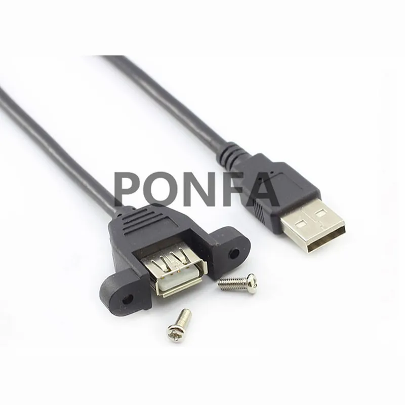 

0.3m Screw lock panel Mount USB 2.0 Type A male to female extension Data power charge cable Cord