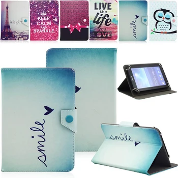 

Universal 7 inch Tablet PC Shockproof Case For Samsung For Lenovo For Huawei /Amazon Fire 7.0 Printed Leather Flip Stand Cover