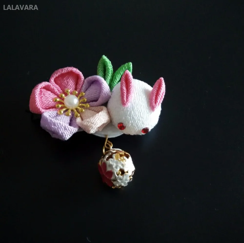LALAVARA 10 шт. заколки для волос с кроличьими колокольчиками для детей, японские аксессуары для волос kawaii для девочек