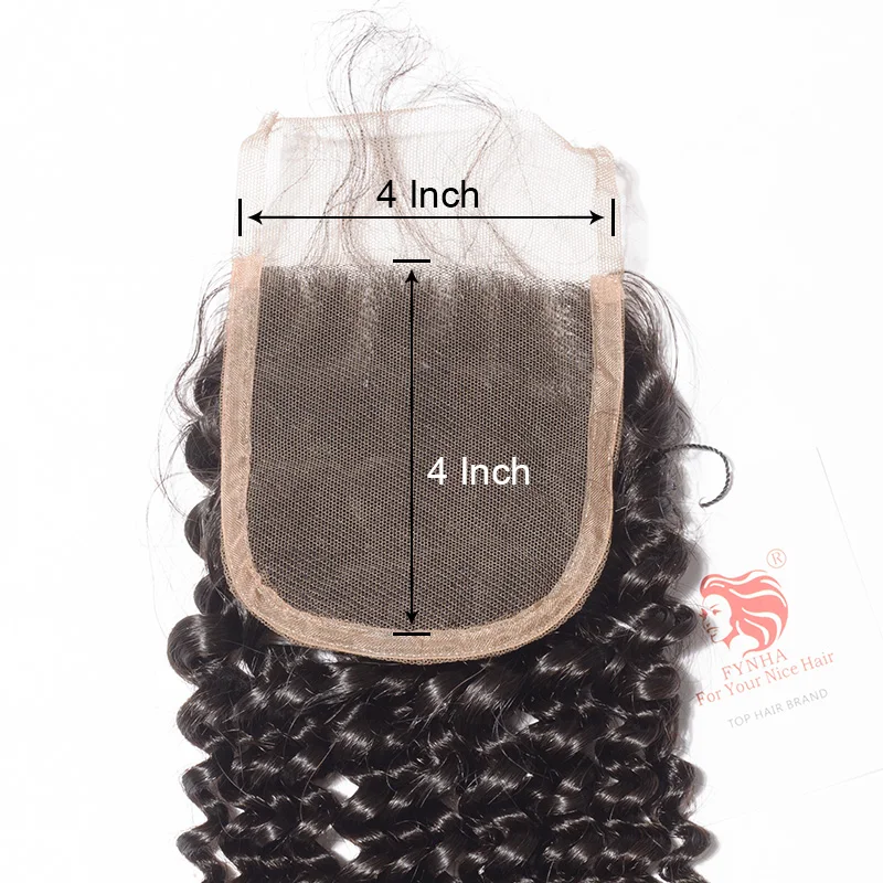 [FYNHA] Brazilian Kinky Curly Virgin Hair Weave 3 Bundles With Lace Closure Human Hair Extensions
