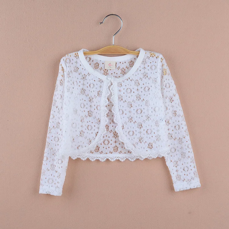 

White Hollow Pattern Girls Cardigan Jacket Beach Outerwear to Match Dress Girls Coat For Girl 1 2 3 4 5 6 8 Clothes RKC185051