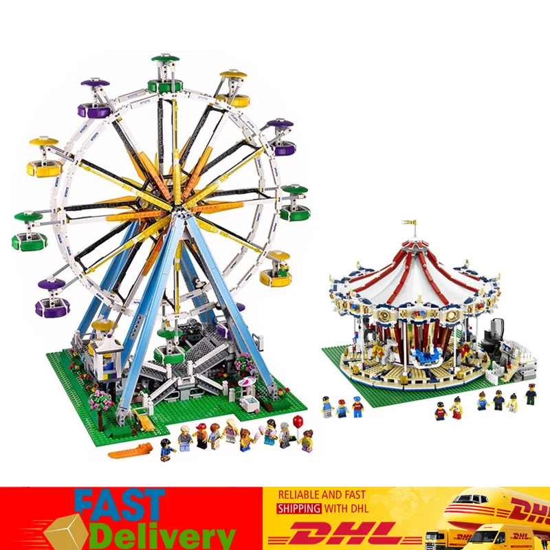 

LEPIN 15013 City Street Grand Carousel 15012 Ferris Wheel Compatible LegoINGlys 10196 10247 Building Blocks Brick Toys Gifts