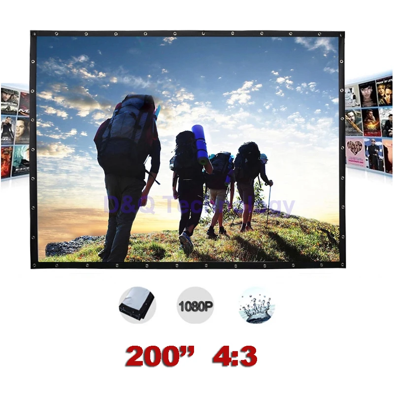 Outdoor Projector Screen 200 inches 43 Portable Canvas Projection