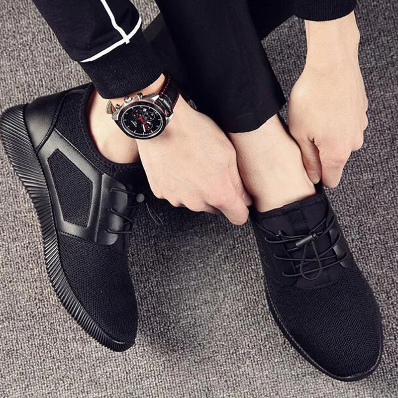 

New Men ALL Black Gym Shoesr Mens Breathable Designer Sneakers male air Mesh Breathable flats shoes tyu78