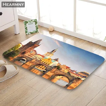 

Customizable Charles Bridge Doormat Floor/Bath/Kitchen/Beach Mat Flannel Sponge Fabric 3D Printed Shaggy Decoration For Bedroom