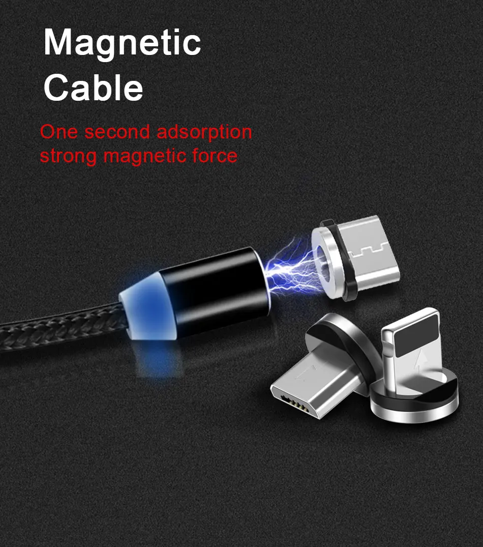 ACCEZZ Магнитный usb зарядный кабель для iphone XS MAX 8 Micro usb type C для huawei samsung Android телефон магнит зарядное устройство Шнур 2 м