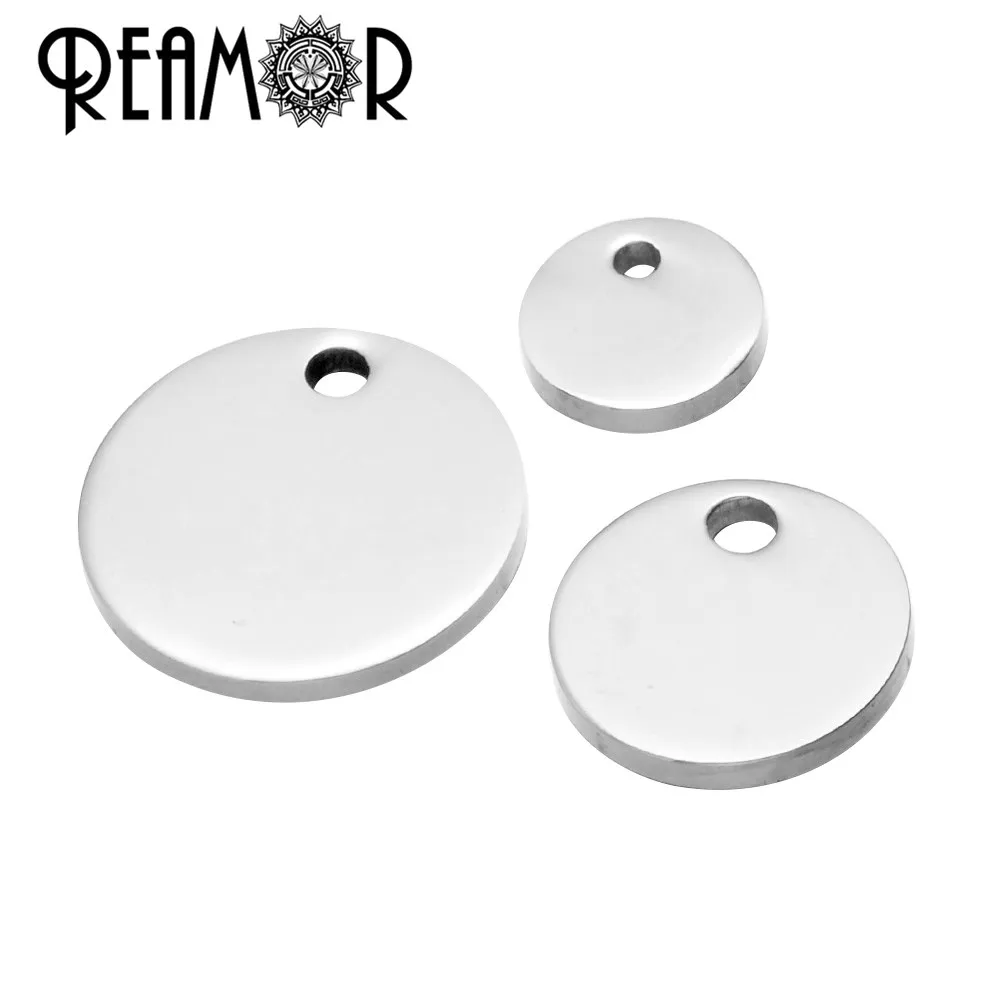 

REAMOR High Polished 316l Stainless Steel Customize Logo Tags Charms For Bracelet Necklace DIY Jewelry Making Findings Wholesale