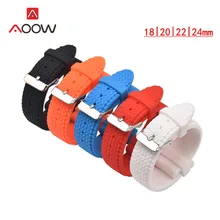 Силиконовый спортивный ремешок 18 мм, 20 мм, 22 мм, 24 мм, мягкий резиновый ремешок для дайвинга с металлической пряжкой, сменный Браслет, аксессуары для часов