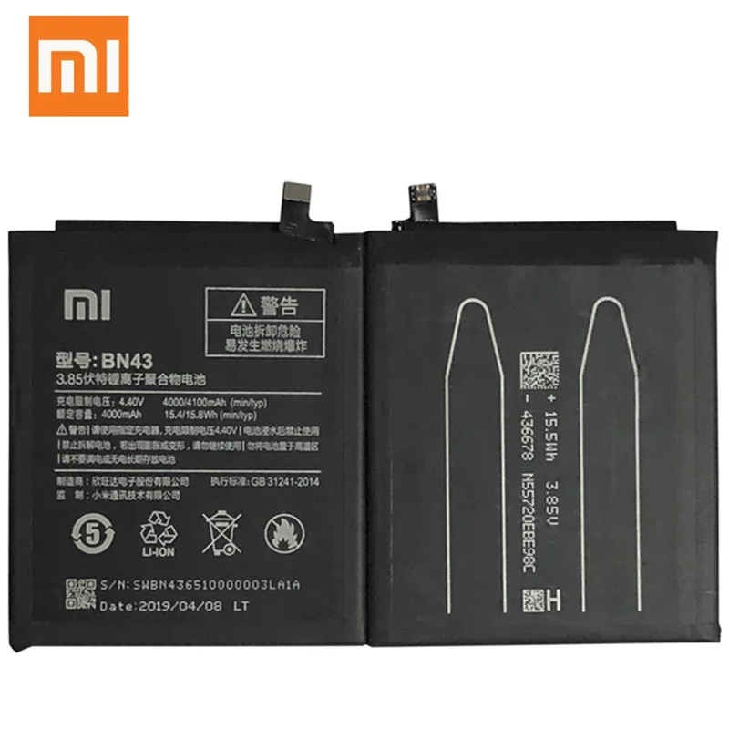 XiaoMi оригинальный запасной аккумулятор для Xiaomi Redmi Note 4X 4 X Емкость 4000/4100mAh BN43