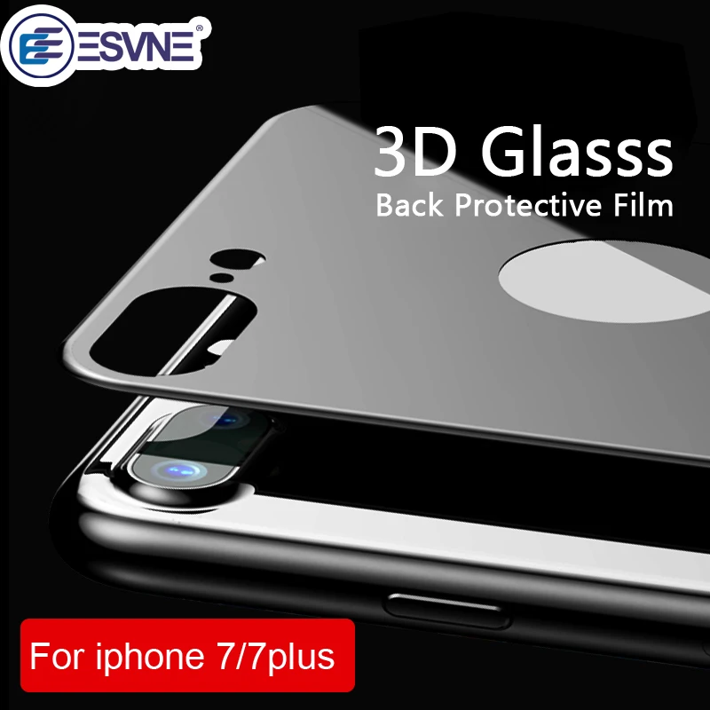 Koop ESVNE 3D Back Film Screen Protector Gehard Glas Voor iPhone 7 7 Plus Glas Terug Film Volledige Cover Gebogen Rand 9 H hardheid