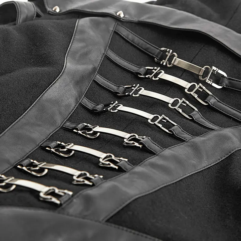 Женское панк пальто с капюшоном Черное длинное в стиле стимпанк Y611 S M L|long jacket|womens
