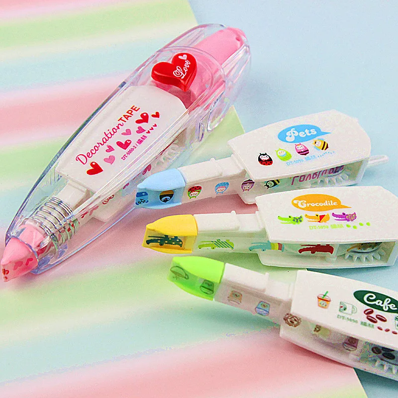 

6 set/Lot Super value package Lace correction tape Cute animal decoration tapes material escolar School supplies 6578