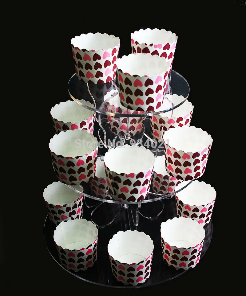 3 Tier Circle Butterfly Cupcake Wedding Cake Stand, Acryl Butterfly
