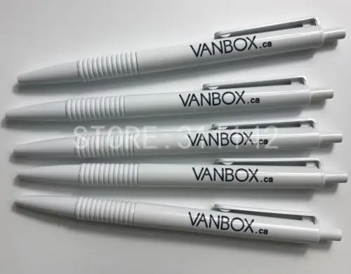 US $238.00 new design hotel plastic black ballpoint promotion white pen wholesales click ball pen printed custom logo name free shipping