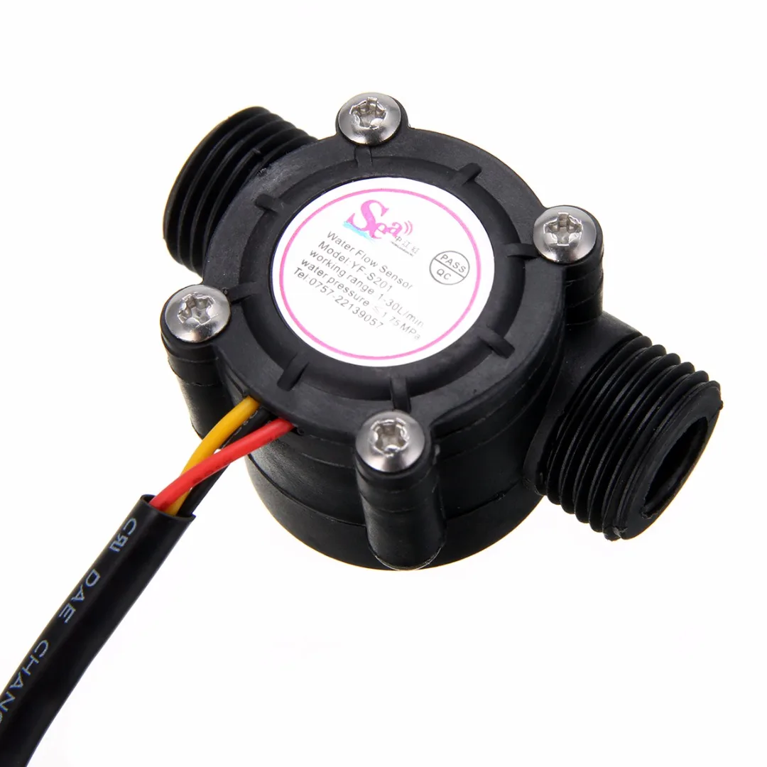 1pc 1/2`` Hall Water Flow Sensor Control Effect Flowmeter Flow Mesuring Tool 1-30L/min For Arduino