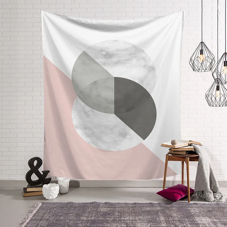 Nordic geometric tapestry rose gold home decor picnic mat marble pattern beach rug  (2)