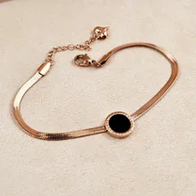 Новое поступление, высококачественный черный круглый женский браслет из титановой стали розового золота/Модный женский браслет и браслет, ювелирные изделия