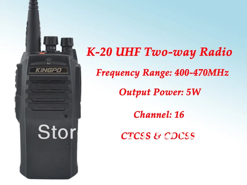 

KINGPO K-20 UHF 400-480MHz 5Watt 16Channel Commercial Handheld Walkie Talkie