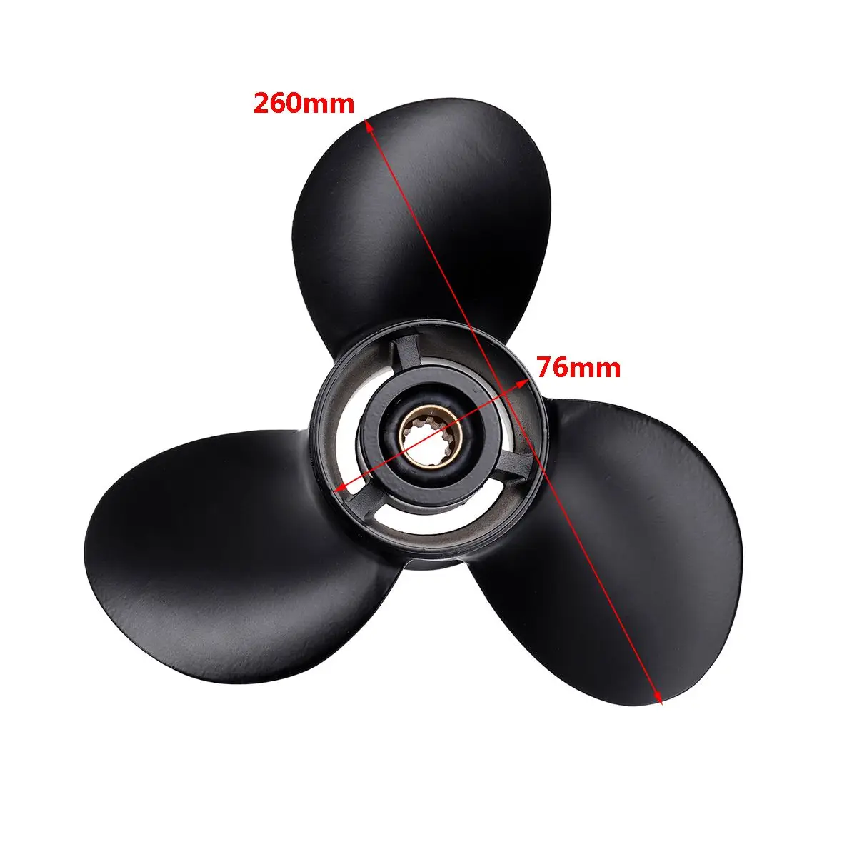 

58100-96410-019 Aluminum Alloy 10 1/4 x 10 Boat Outboard Propeller Engine For Suzuki 20-30HP 3 Blades Black 10 Spline Tooth