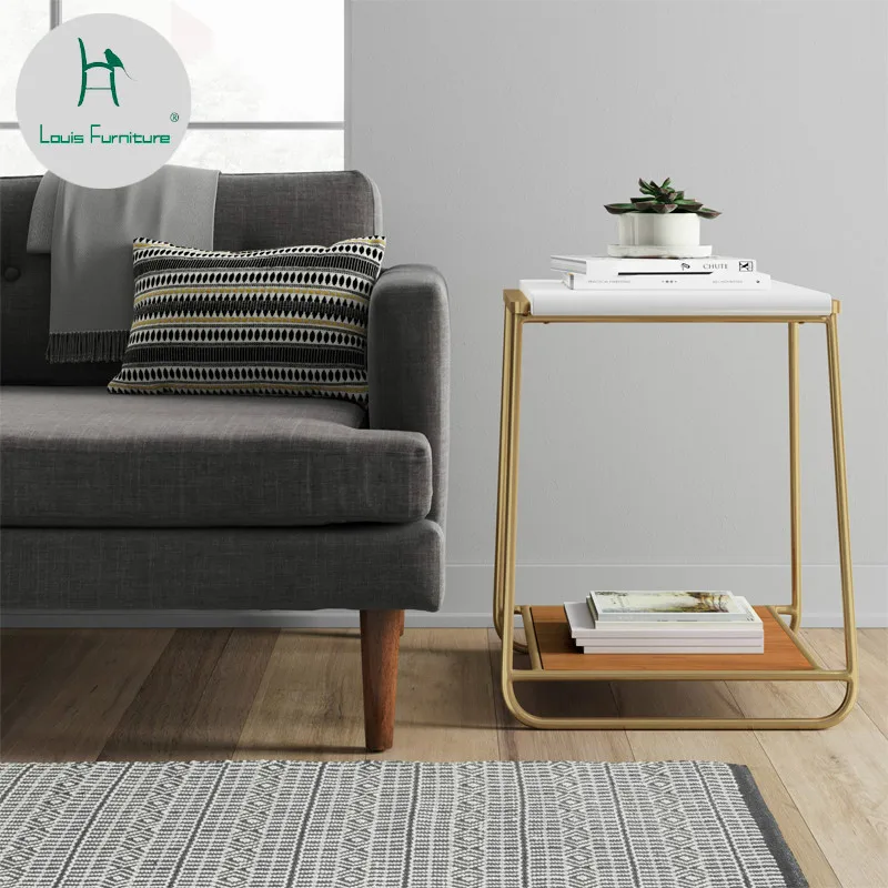 Louis Fashion Coffee Tables Nordic Minimalist Modern Mini Living Room Sofa Side Iron Small Apartment Creative Angle |
