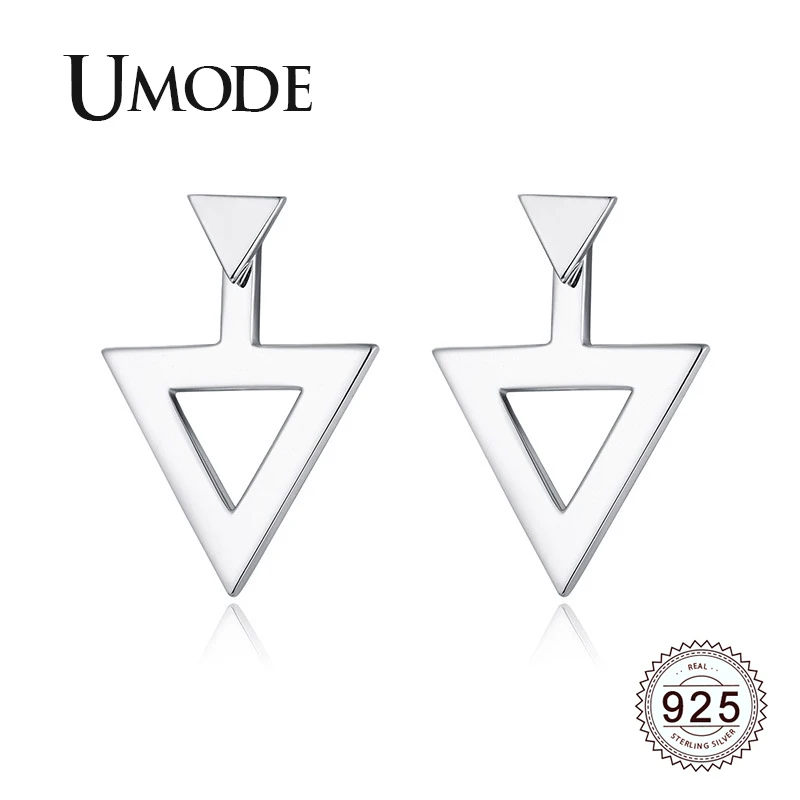 

UMODE New 2019 Fashion Triangle 925 Sterling Silver Drop Earring for Women White Gold Geometric Jewelry Pendientes Mujer ALE0590