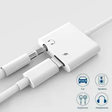 

For iphone X 3.5mm Headphones Jack Audio AUX Splitter For iphone XS MAX XR 7 8 Plus Lighting 3.5 Adapter Connecter IOS 12 System