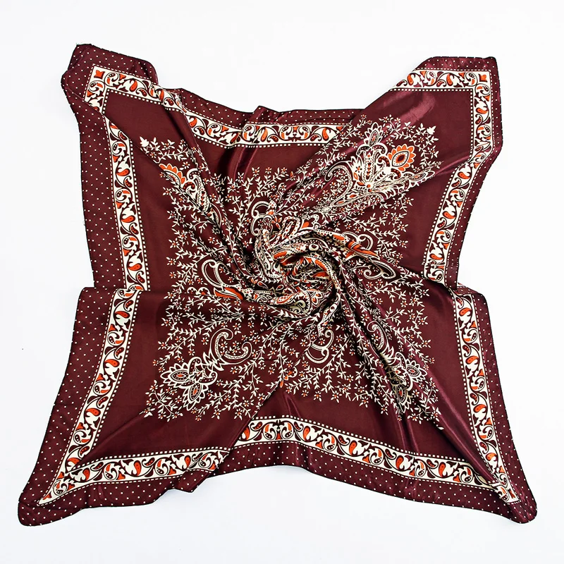 

Retro national wind cashew scarf Women Scarf Style Satin Big Square Printed Ladies' Brand Rayon Silk Fashion shawl 90*90cm